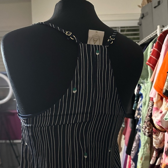 A Collection Navy and white striped mini Dress size medium - Picture 6 of 8